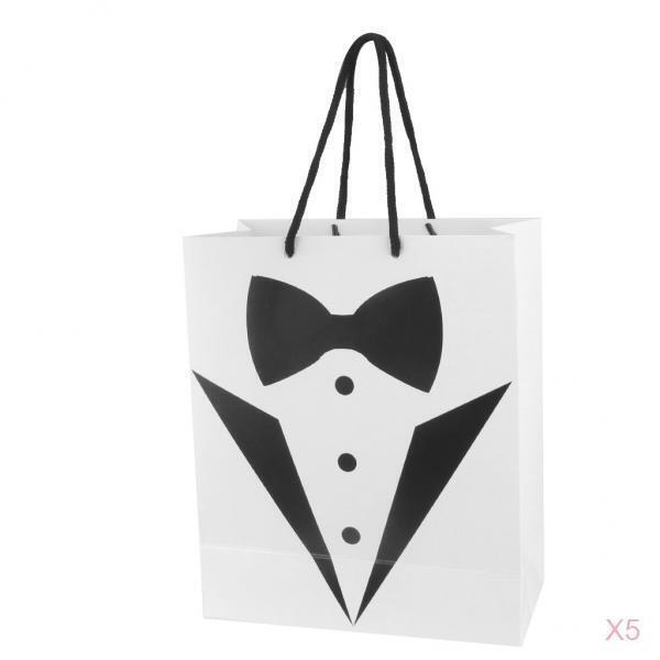 5x Fashion Paper Tuxedo Shopping Carry Bags Wedding Gift Bag with Handle