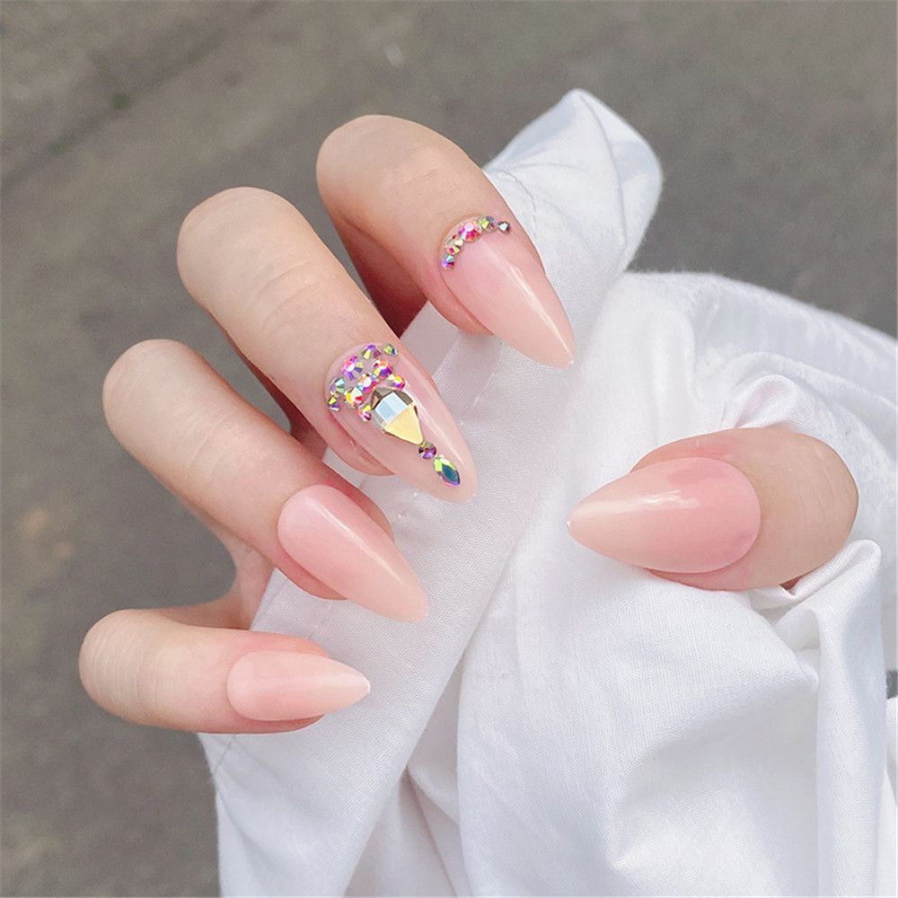 Jelly Gum Nail Art Beauty Ballet Nail Tip False Nails Almond Ombre Ballerina