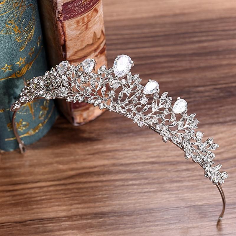 Bridal Crown Zircon Hair Garland Women Wedding Tiara Elegant Hair Jewelry Decor