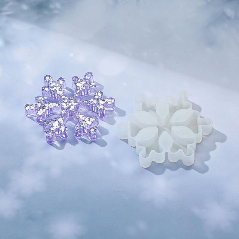 3x DIY Crystal Epoxy Mold Irregular Winter Snowflake Pendant Decor Silicone Mold