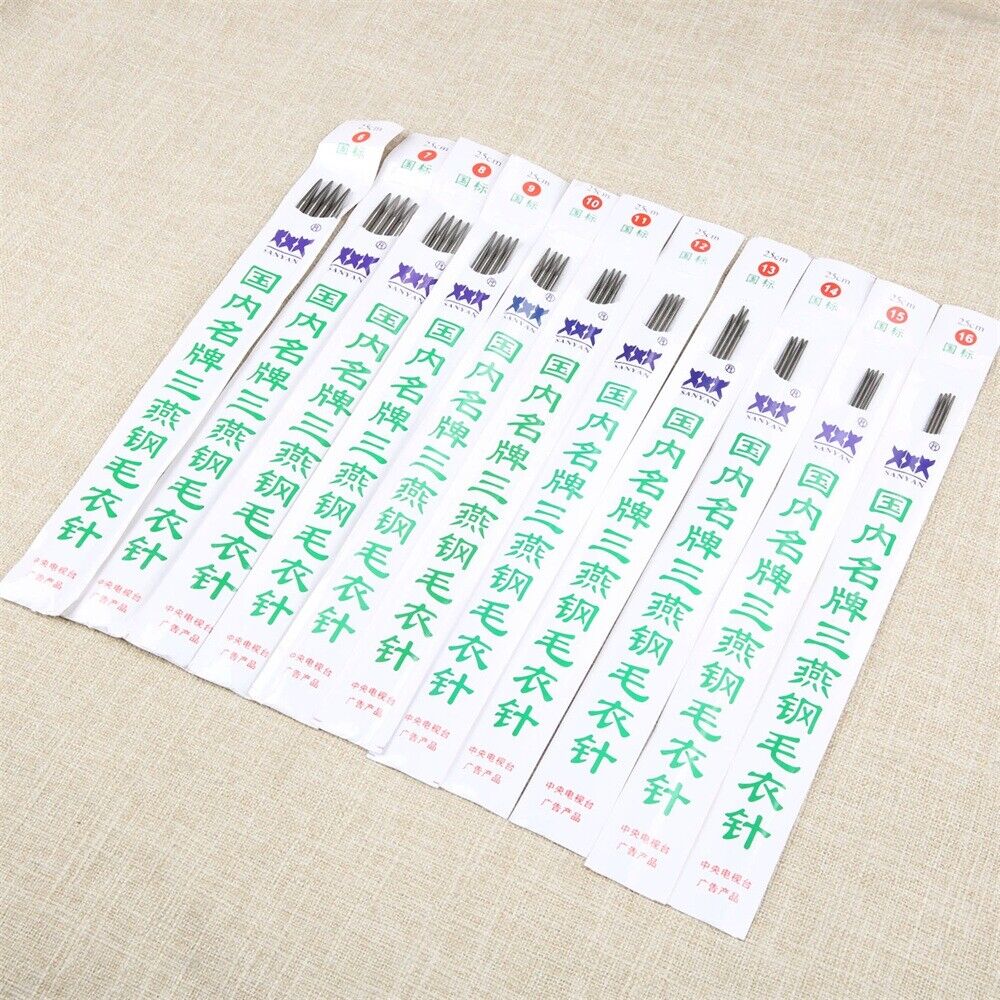 44pcs 11 Sizes Double Pointed Stainless Steel Knitting Needles Yarn Tool 9.84"