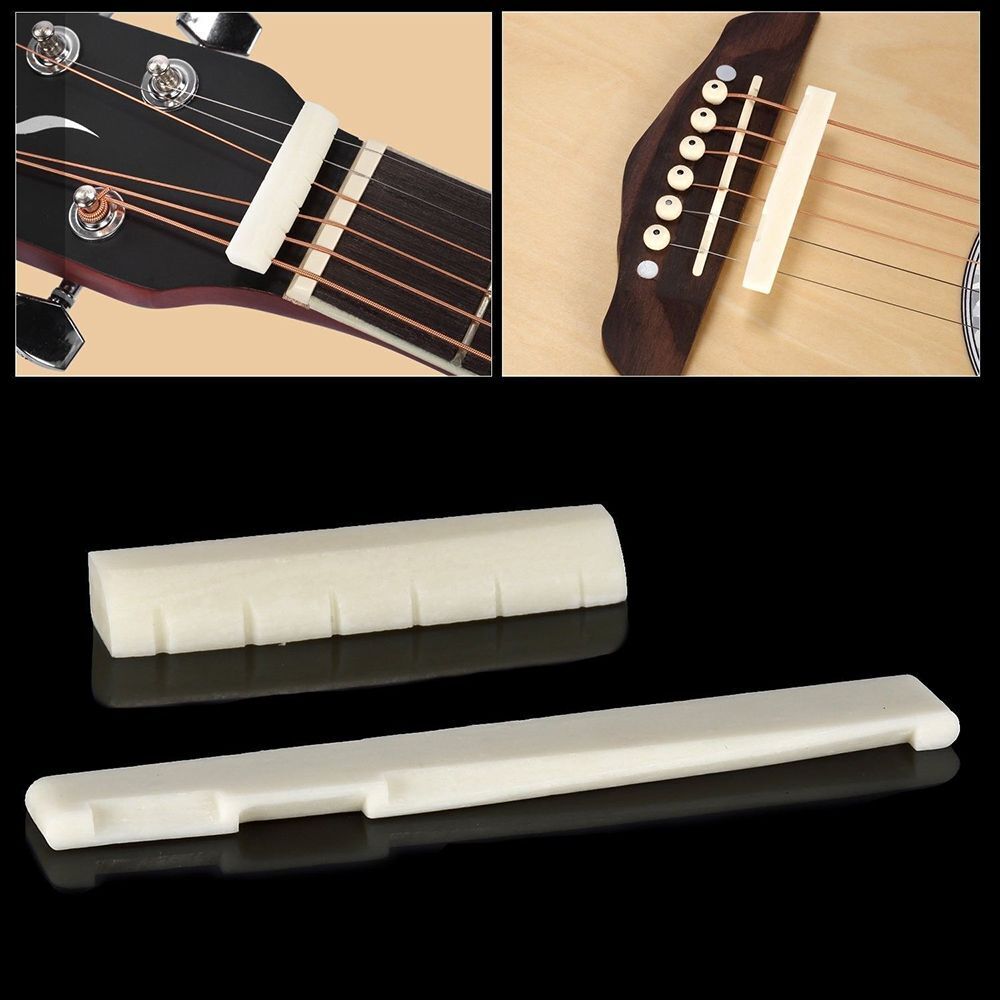 Easy To Install Acoustic Guitar Parts Bridge Pins & Nut & Saddle Plastic