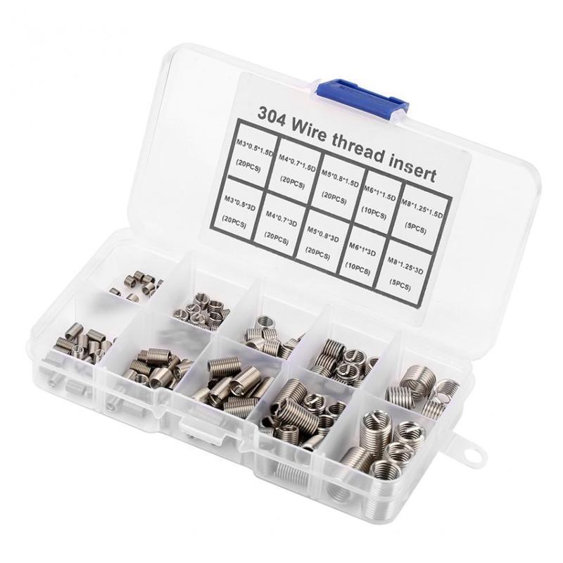 150x Helical Type Wire Screw Repair Sleeve M3 M4 M5 M6 M8 Thread Repair Tool