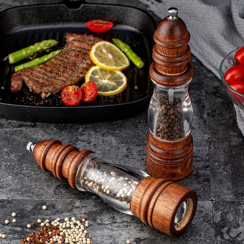 Wooden Spice Pepper Grinder Acrylic Salt Pepper Mill Wood Pepper Mill Grinder