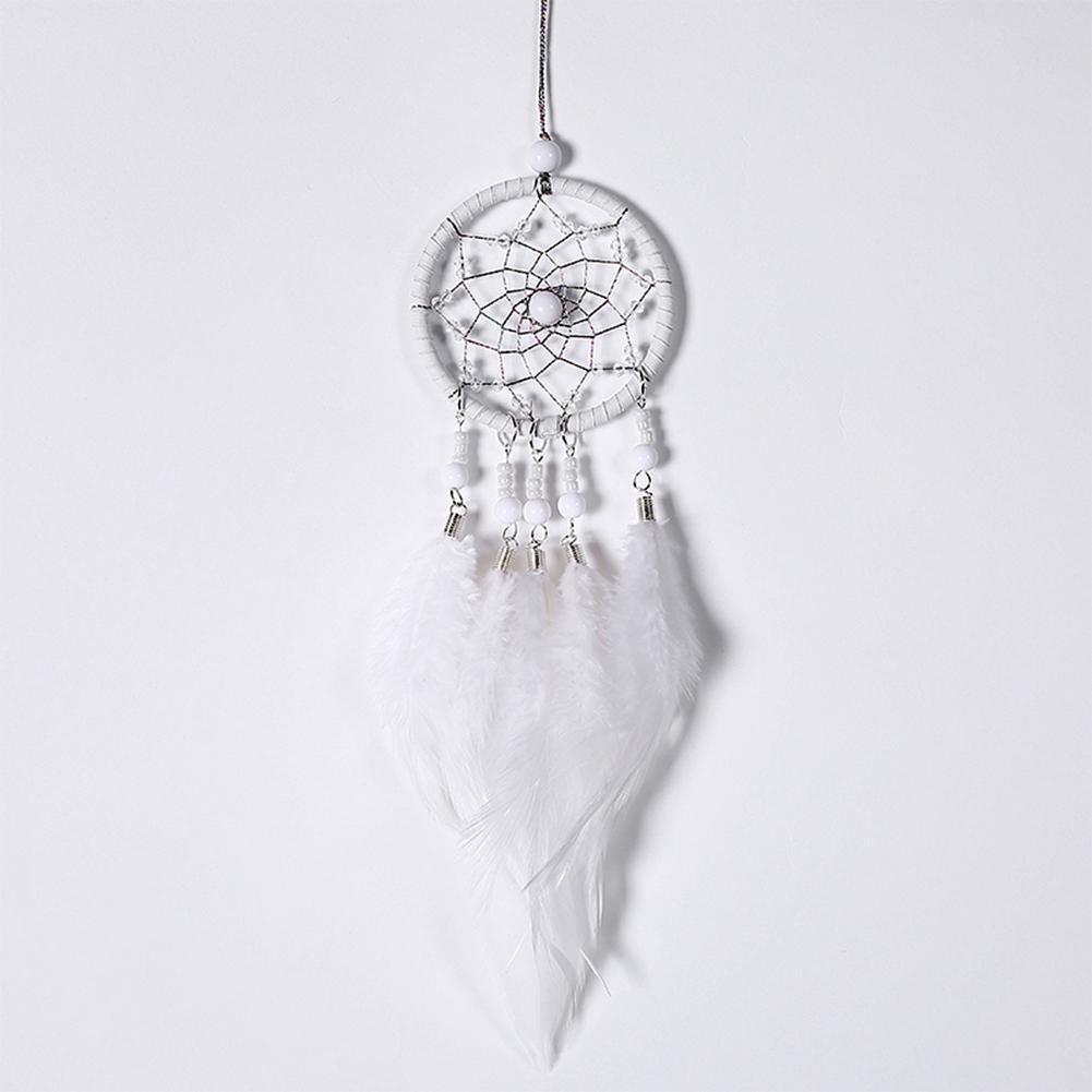 Handmade Dream Catcher with Feather Wall Car Home Hanging Decor White