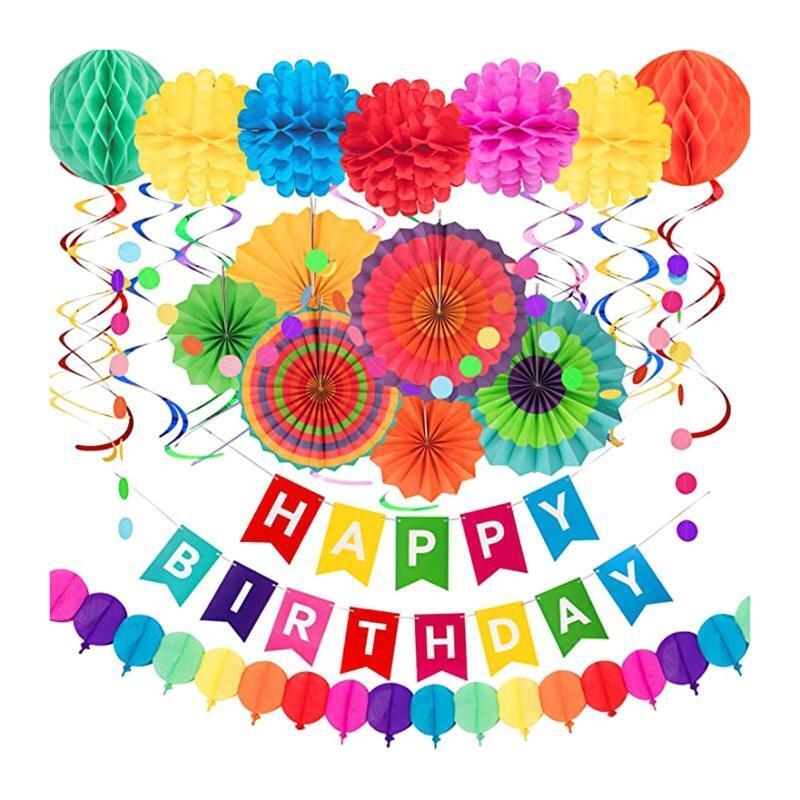 Birthday Decoration Happy Birthday Banner Hanging Swirl Decoration Supplies