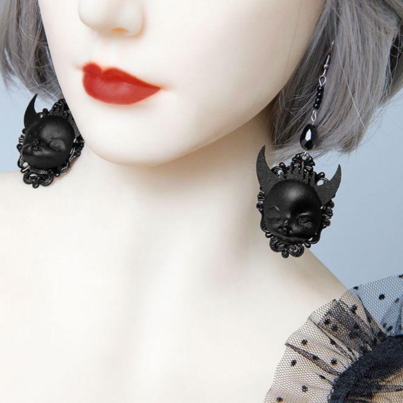 All-match Gothic Black Lolita Dangle Earrings Devil Death Earring for Girlfriend