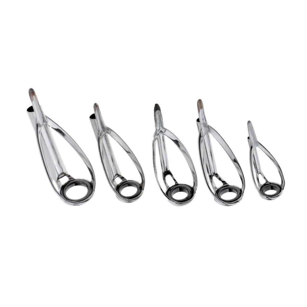 Set of 5 Fishing Rod Guides  Eye Ring DIY Rod Repair Kits Mixed Sizes