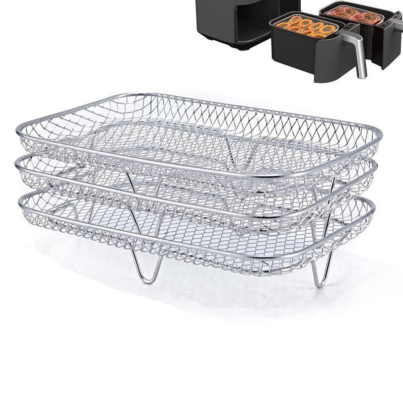 Stainless Steel Air Fryer Rack Versatile Grilling Holder 3 Layer Stand Outdoor