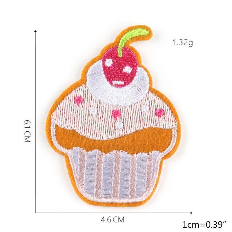 14Pcs Cartoon Cupcake DIY Decorative Patches Iron On Embroidery Sewing Applique