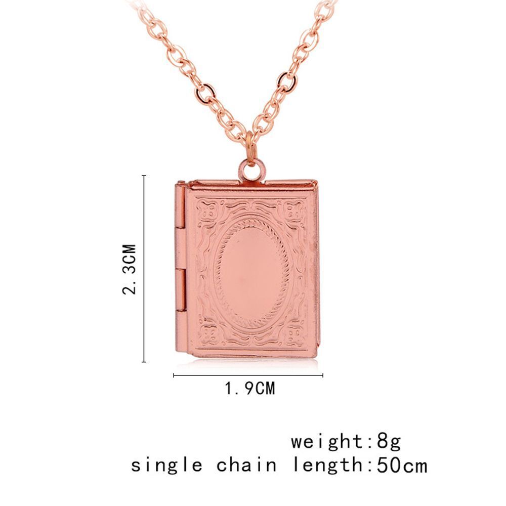Women Book Friend Jewelry Square Shaped Necklace Photo Picture Locket Pendant