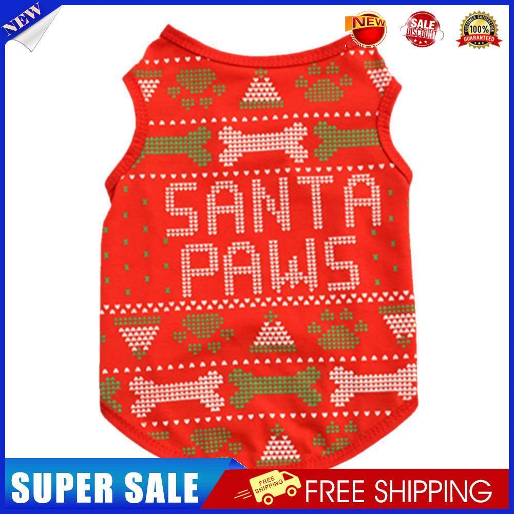 Cartoon Christmas Cotton Puppy Pets Dogs Costume T-Shirts (Bone Printing XS