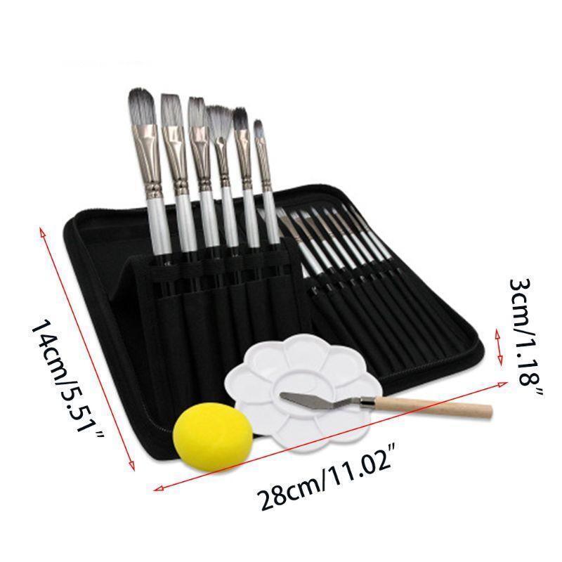 15pcs Professional Oil Paint Brush with Palette Scraper for Watercolor Painting