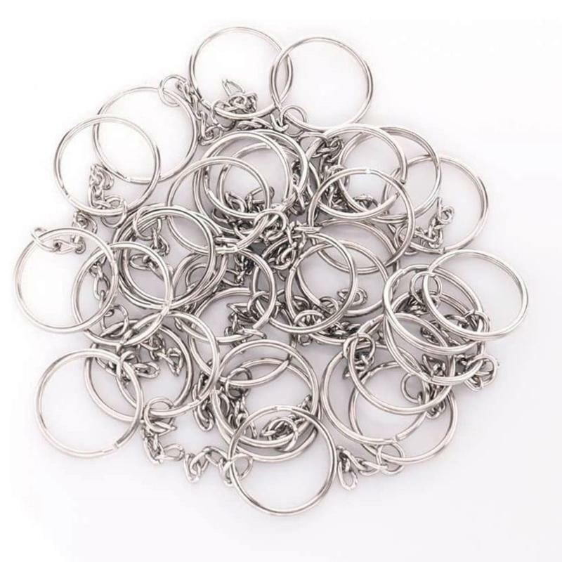 20Pcs Splits Key Ring Hoops with Chain Jump Rings for Jewelry Making Accessories
