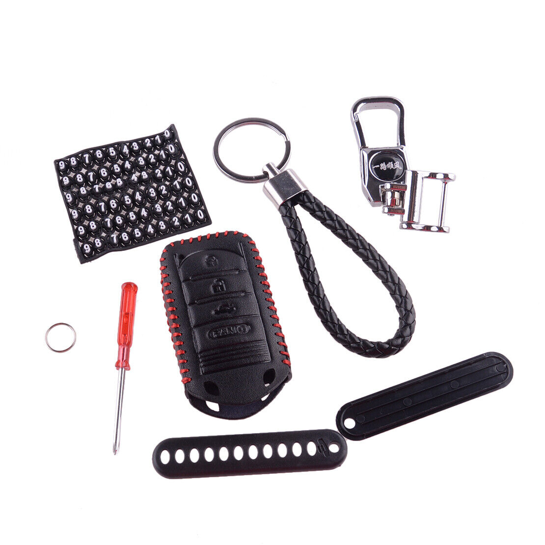 Leather Car Key Fob Case Cover Holder w/ Keychain Fit for Acura TL RDX ZDX ILX