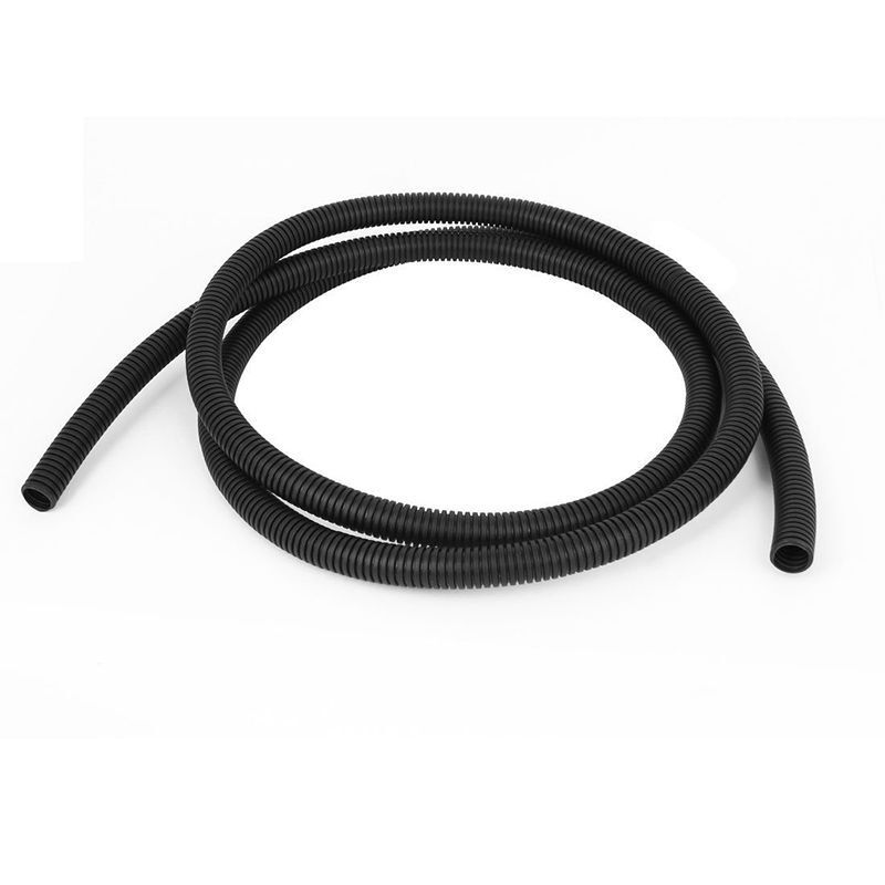 16mm OD Black Plastic Flexible Corrugated Bellow Cable Conduit Tube 2M E8F7