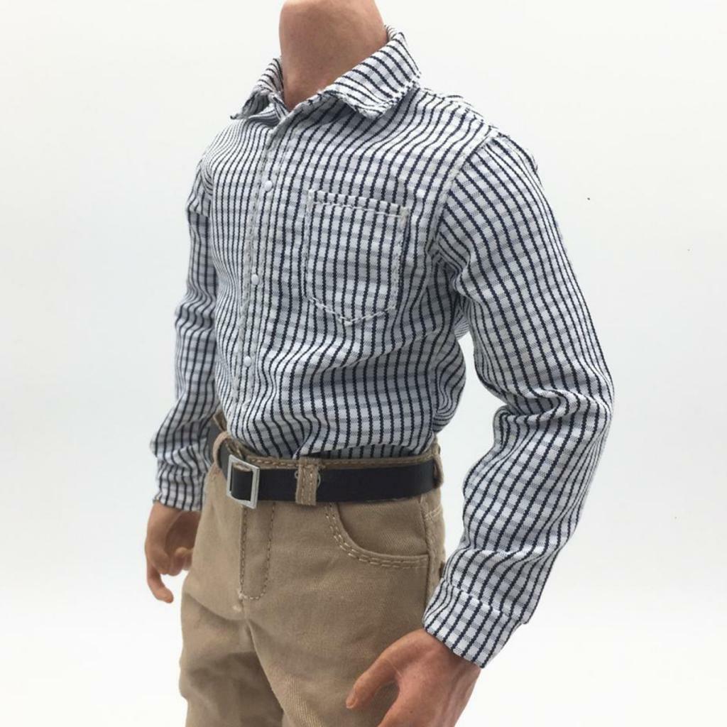 1/6 Scale Plaid Shirt Khaki Trousers Belt  Clothes for 12''