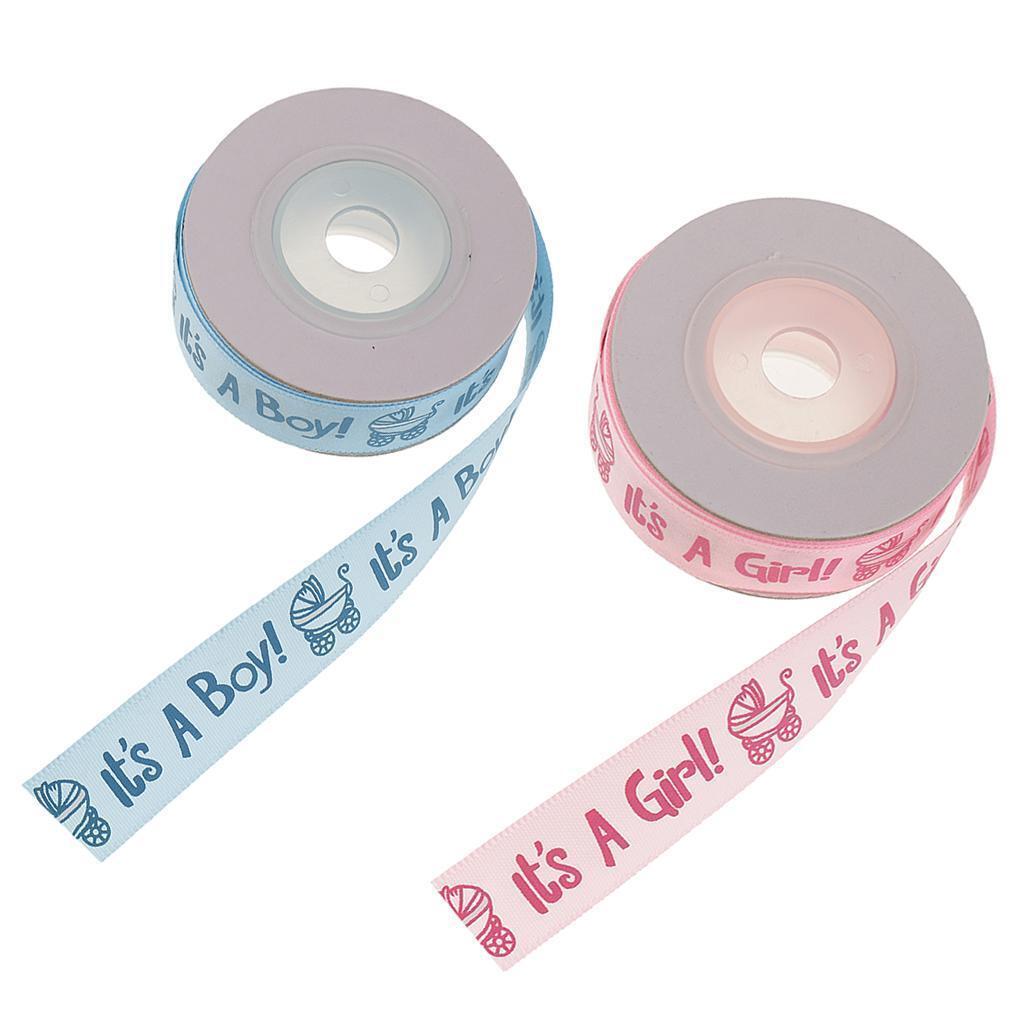 2 Rolls 20 Yards Baby Shower Satin Grosgrain Ribbon DIY Gift Wrapping Belt