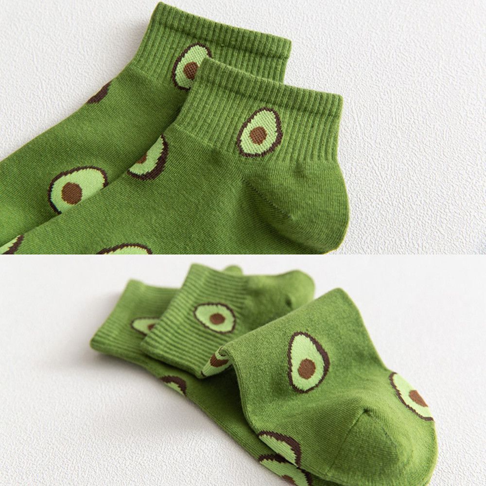 Soft Cotton Casual Summer Boat Socks Fruit Avocado Short Ankle Socks Women Man