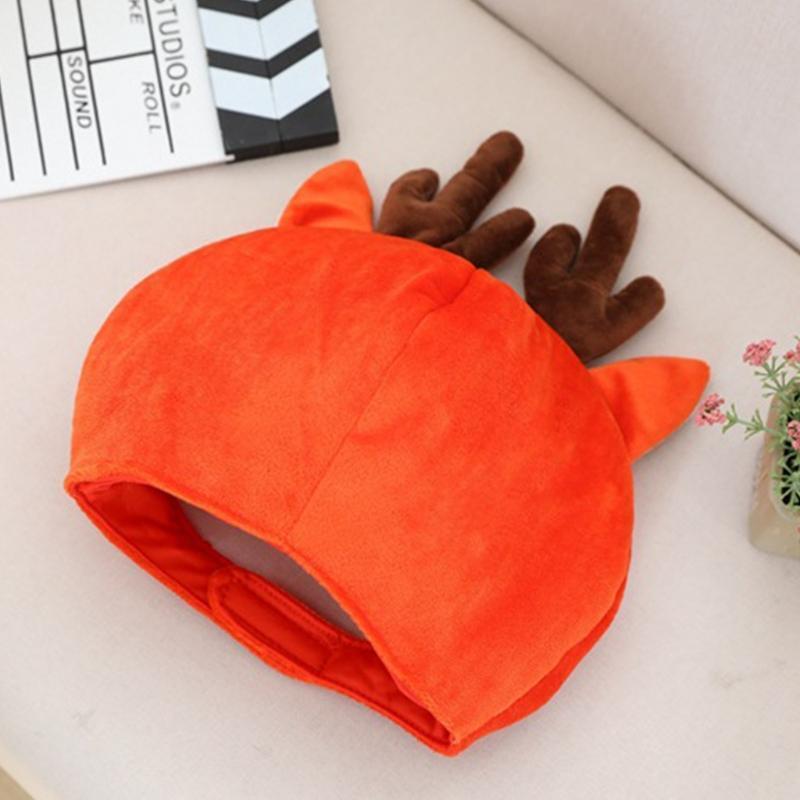 Cartoon Elk Deer Antlers Plush Hat Funny Animal Stuffed Headgear Cap Photo Props