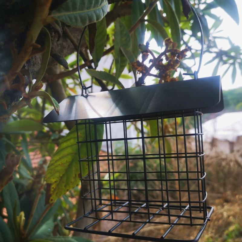 Suet Bird Feeder for Outside Suet Wild Bird Feeder with Hanging Metal Roof
