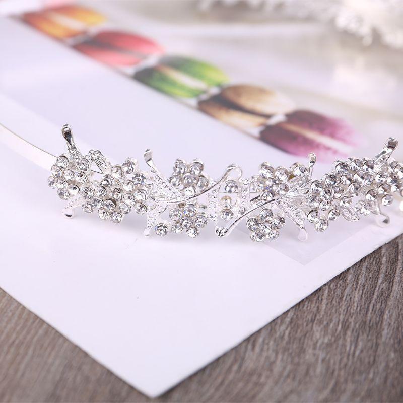Delicate Rhinestone Flower Leaf Headband HairAccessories for Pageant Party Tiara