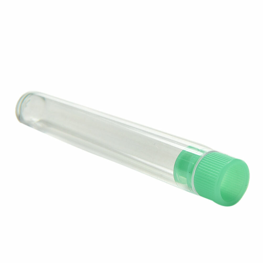 NEW 10 PC Clear Plastic Test Tubes with Green Caps Stoppers 12x75mm?New