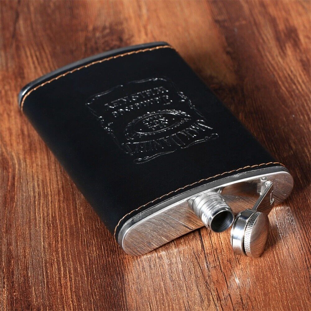 Luxury Black 9oz Pocket Liquor Hip Flask Whiskey Alcohol Wine Flagon Bottle Gift