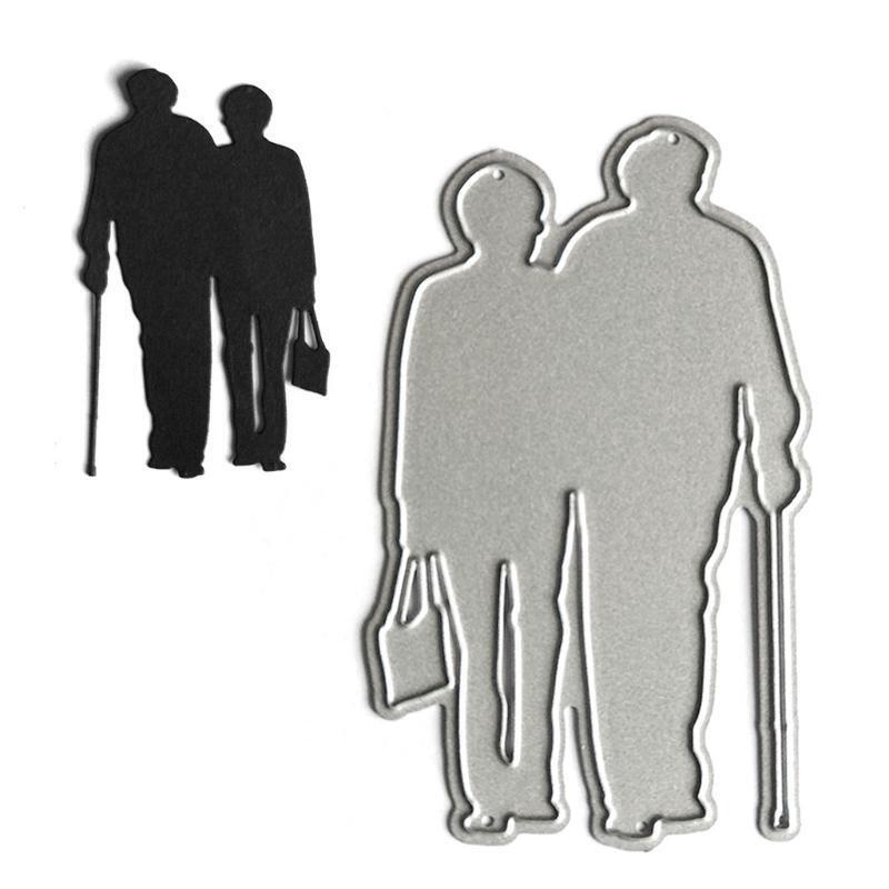 Elderly Couple Metal Cutting Dies Stencil Scrapbooking DIY Album Stamp Paper