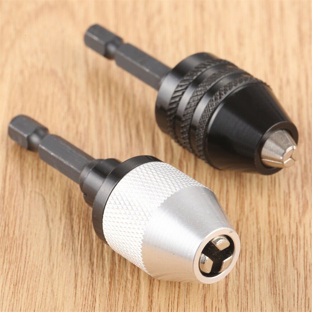 2Pcs 1/4'' Keyless Drills Chuck Quick Change Impact Driver Converter Conversion