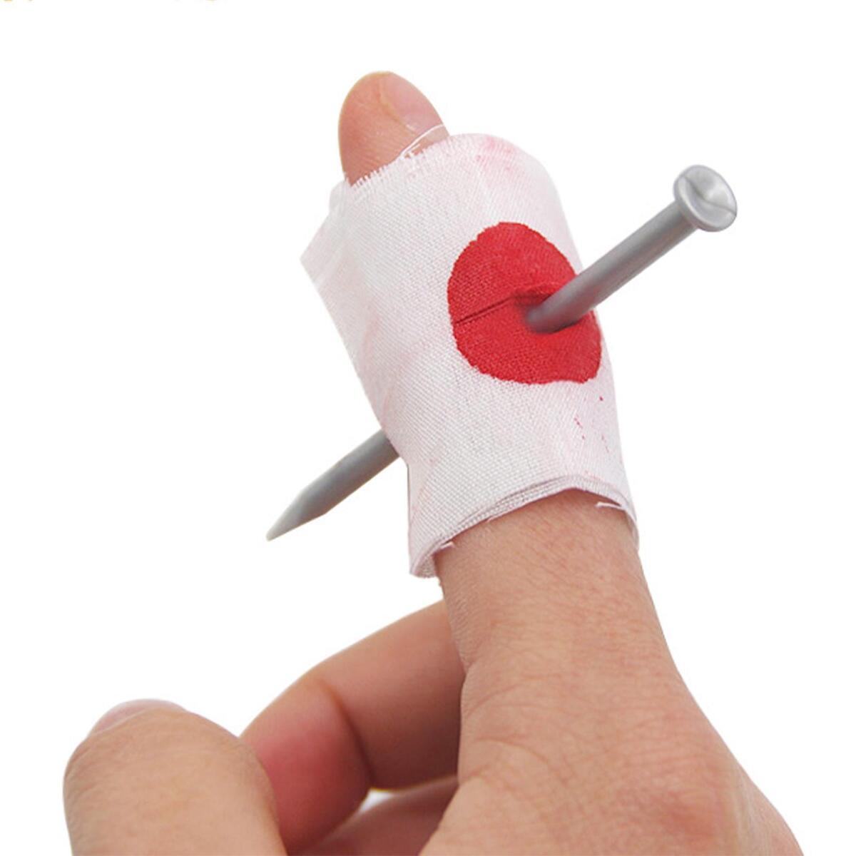 10 Pieces Bloody Nail Through Finger  Practical for  Party Carnival