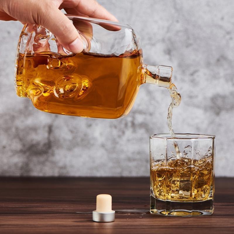 Glass Whiskey Decanter with Wine Stopper Transparent for Alcohol Bourbon Liquor
