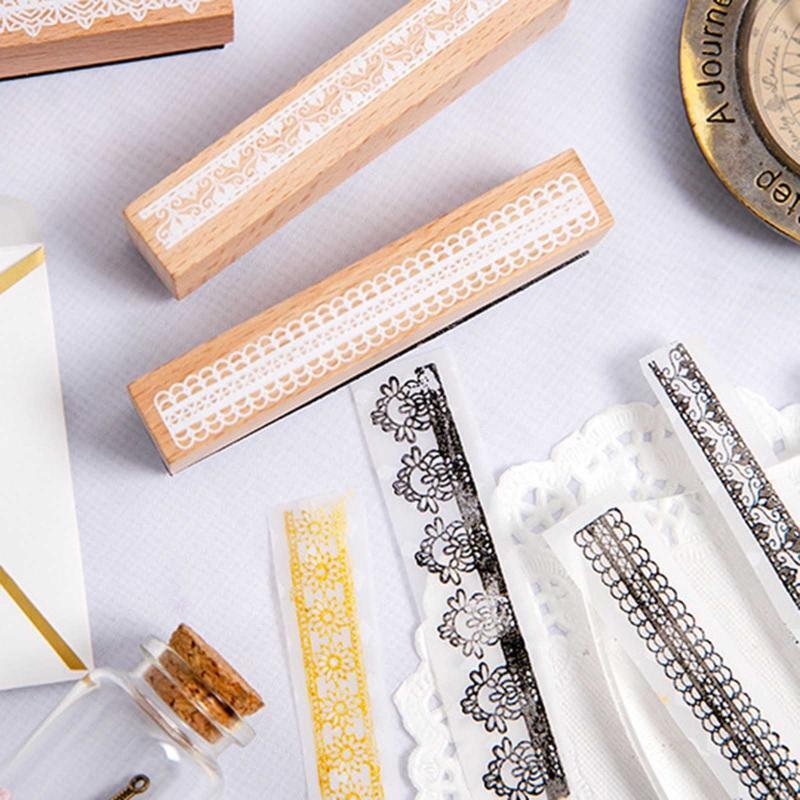 Lace Flower Style Wood Rubber Stamps DIY Diary Scrapbook Stamps for Students 10X