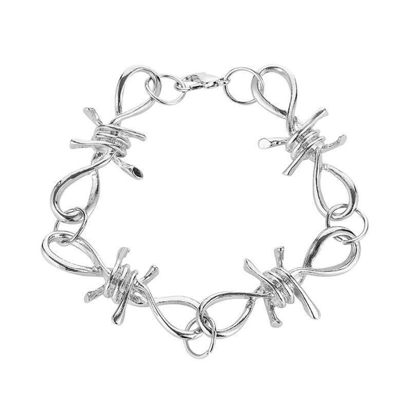 Barbed Wire Brambles Razor Blade Pendant Necklace Bracelet Earrings Jewelry Set