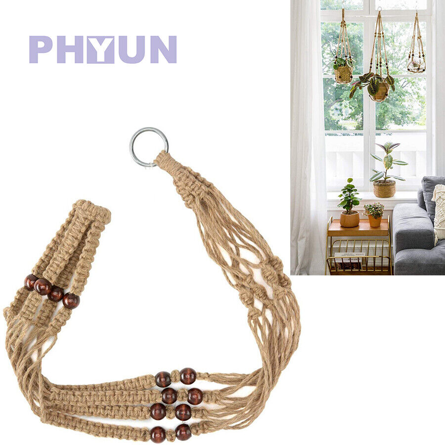 1pc Wood Beads Decorative 35 Inch Plant Hanger Planter Basket Flower Pot Holder