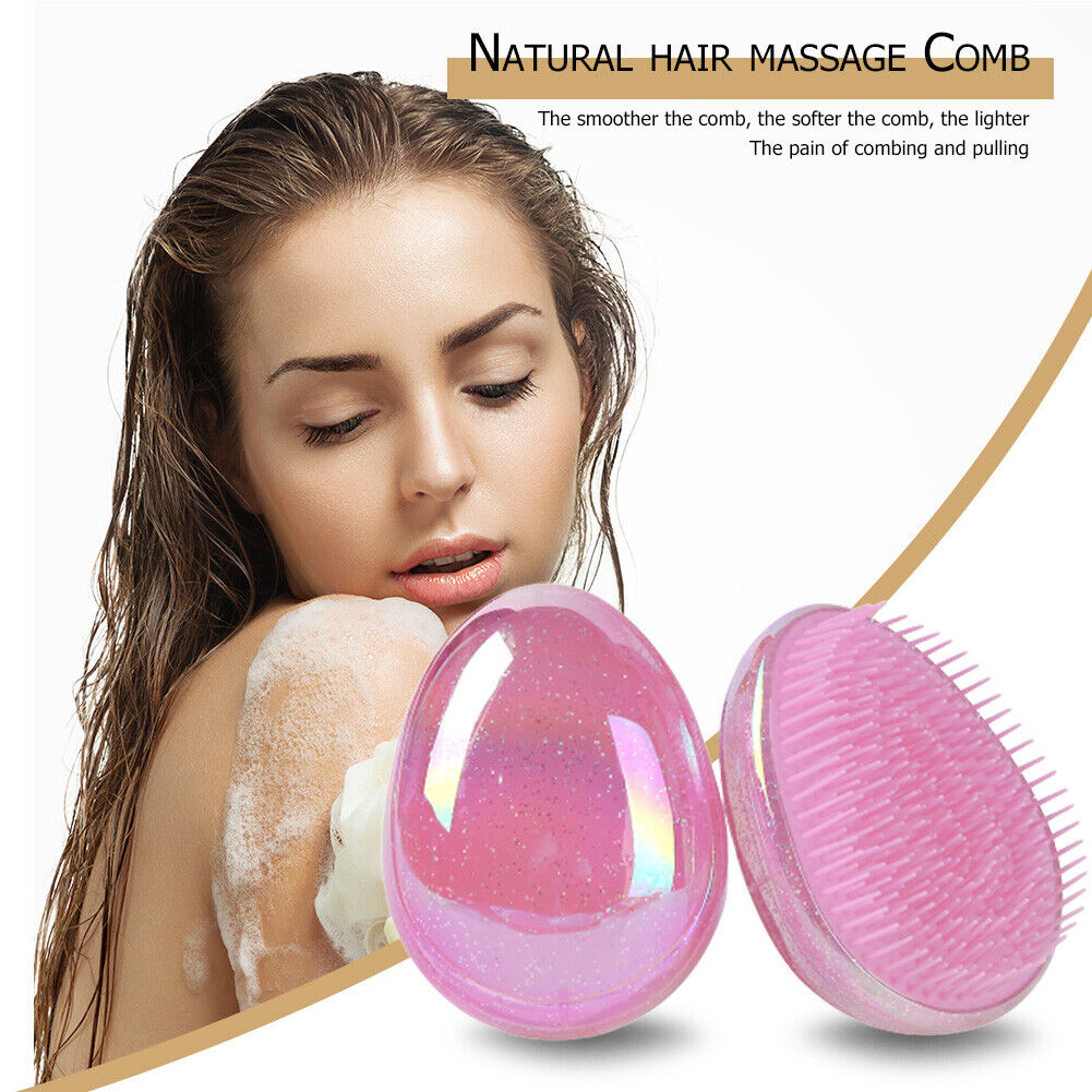 Women Egg Round Comb Anti Static Smoothing Hairdressing Hair Brush (Pink)