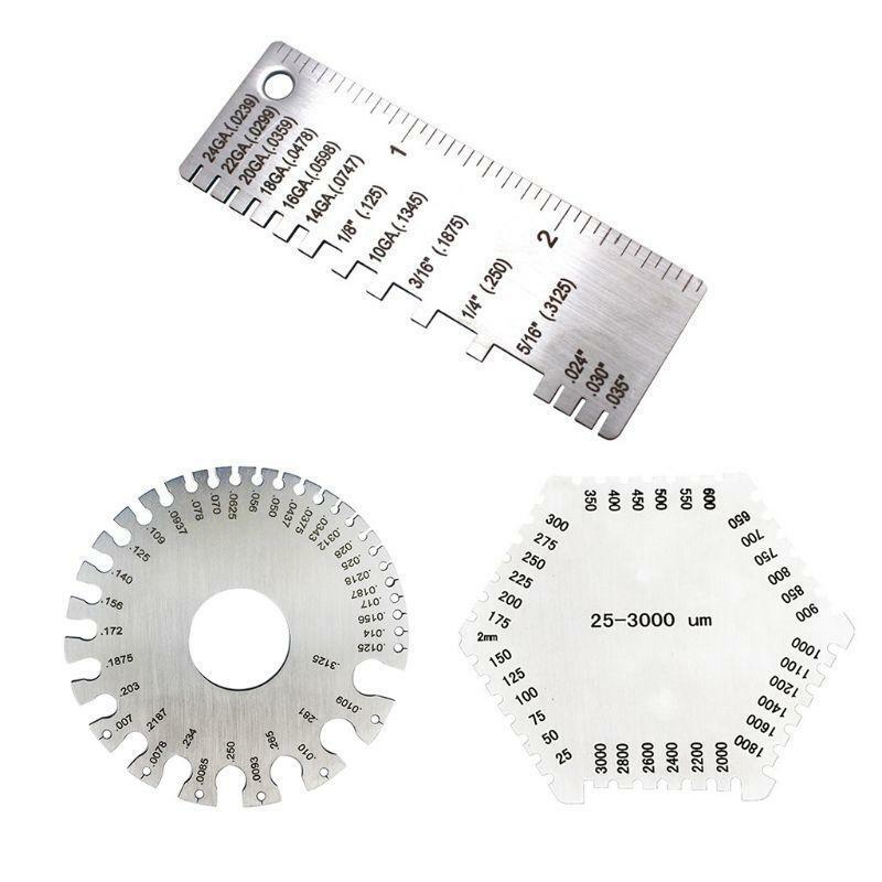 Wire Gauge Sheet Thickness Ruler Diameter Welding Gage Hexagon Wet Film Card Set