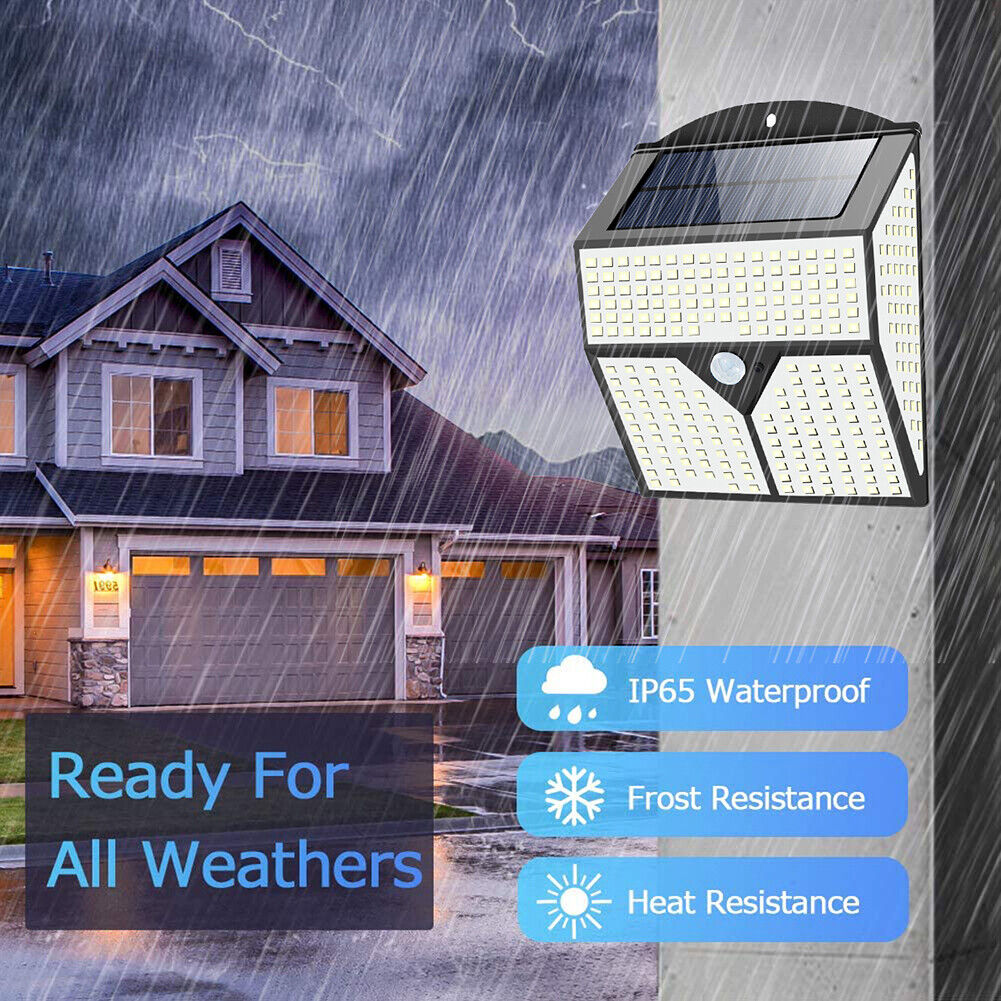 318 LED Solar Powered Lights Outdoor Wall PIR Motion Sensor Lamp (Single)