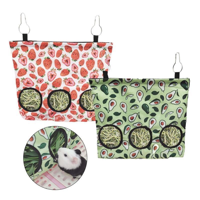 Fruit Pattern Hay Feeder Bag Rabbit Feeding Bag Outdoor and Indoor Chinchilla