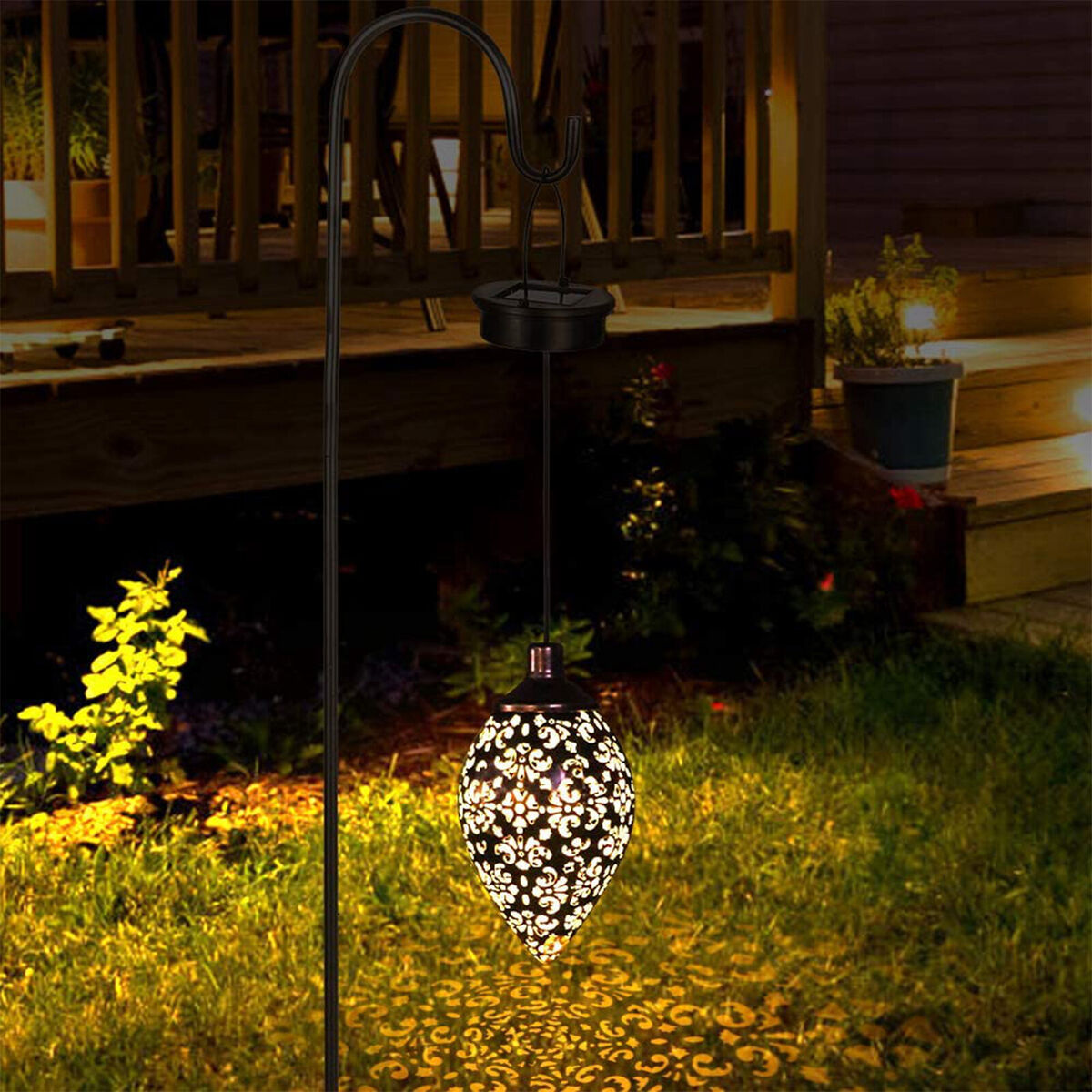 Solar Hanging Lights, Olive Shaped, Waterproof, Garden Metal Art LED Lamp