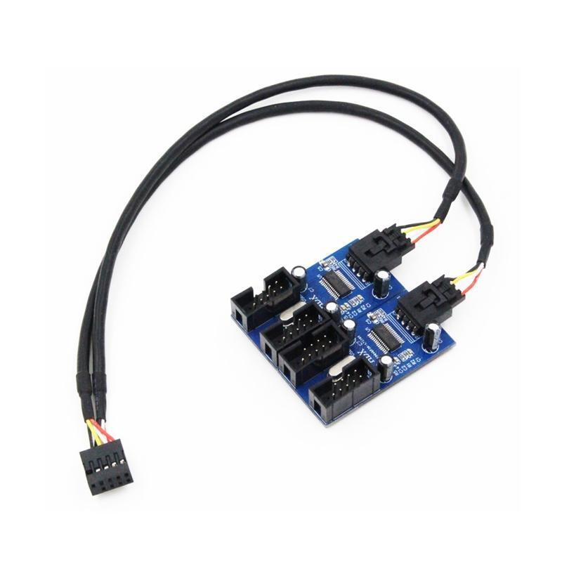9-Pin Extension Cable Circuit Board USB2.0 Hub Connector Adapter Port 1 to 2 / 4
