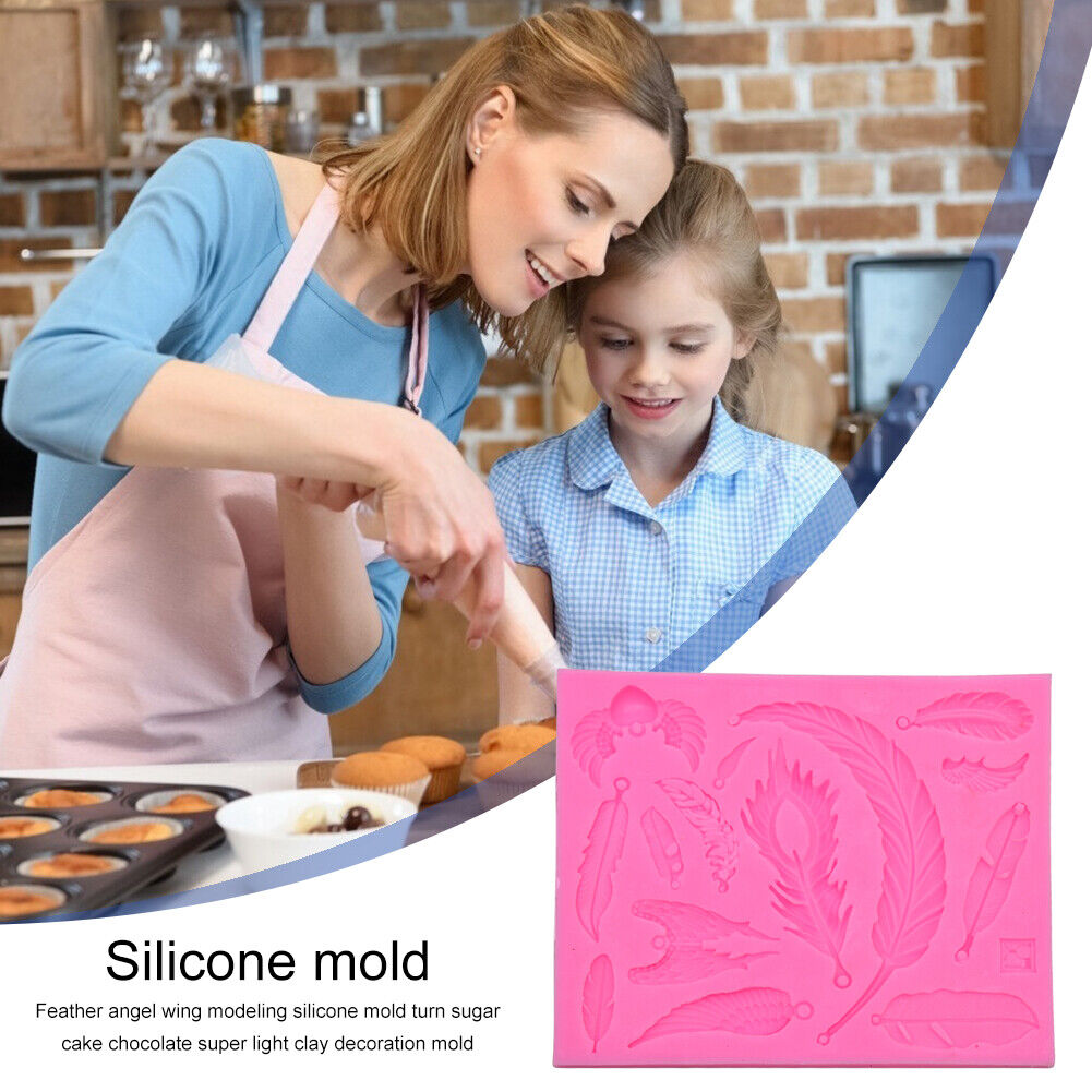 DIY Silicone Feather Wing Crystal Drop Mold Fondant Dessert Making Mould