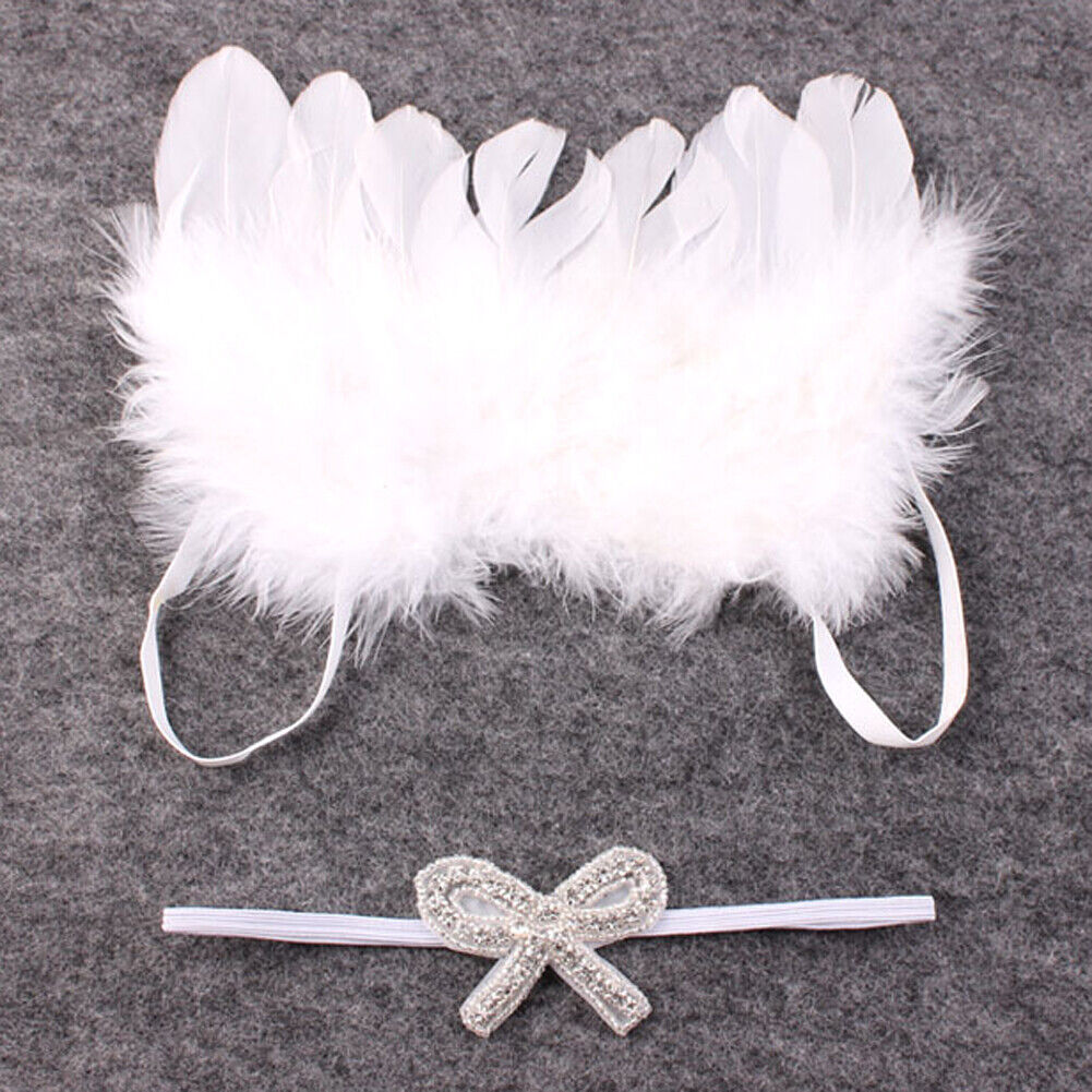 Newborn Feather Angel Wing Photography Prop with Crystal Headband Set-11035