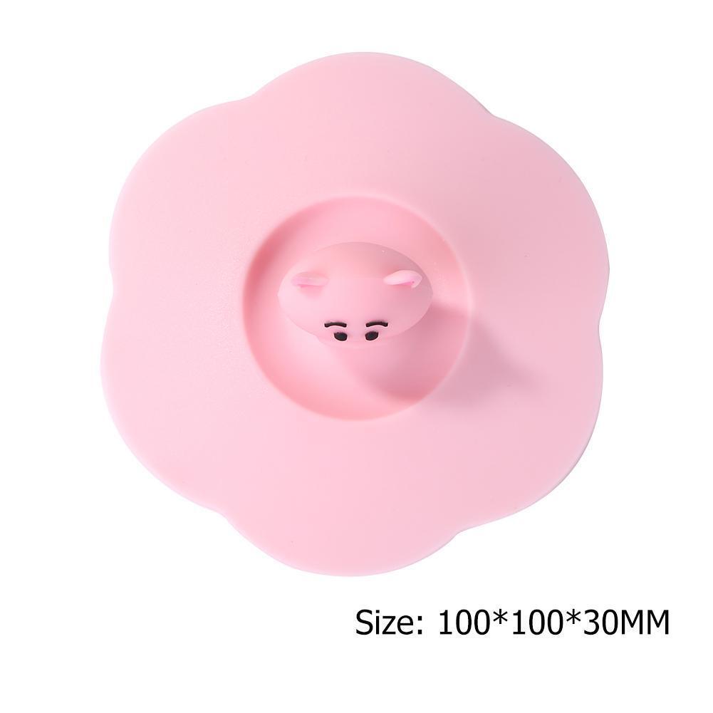 Torx Silicone Cup Cover Heatproof Reusable Cartoon Tea Lid (Pink Pig Head)