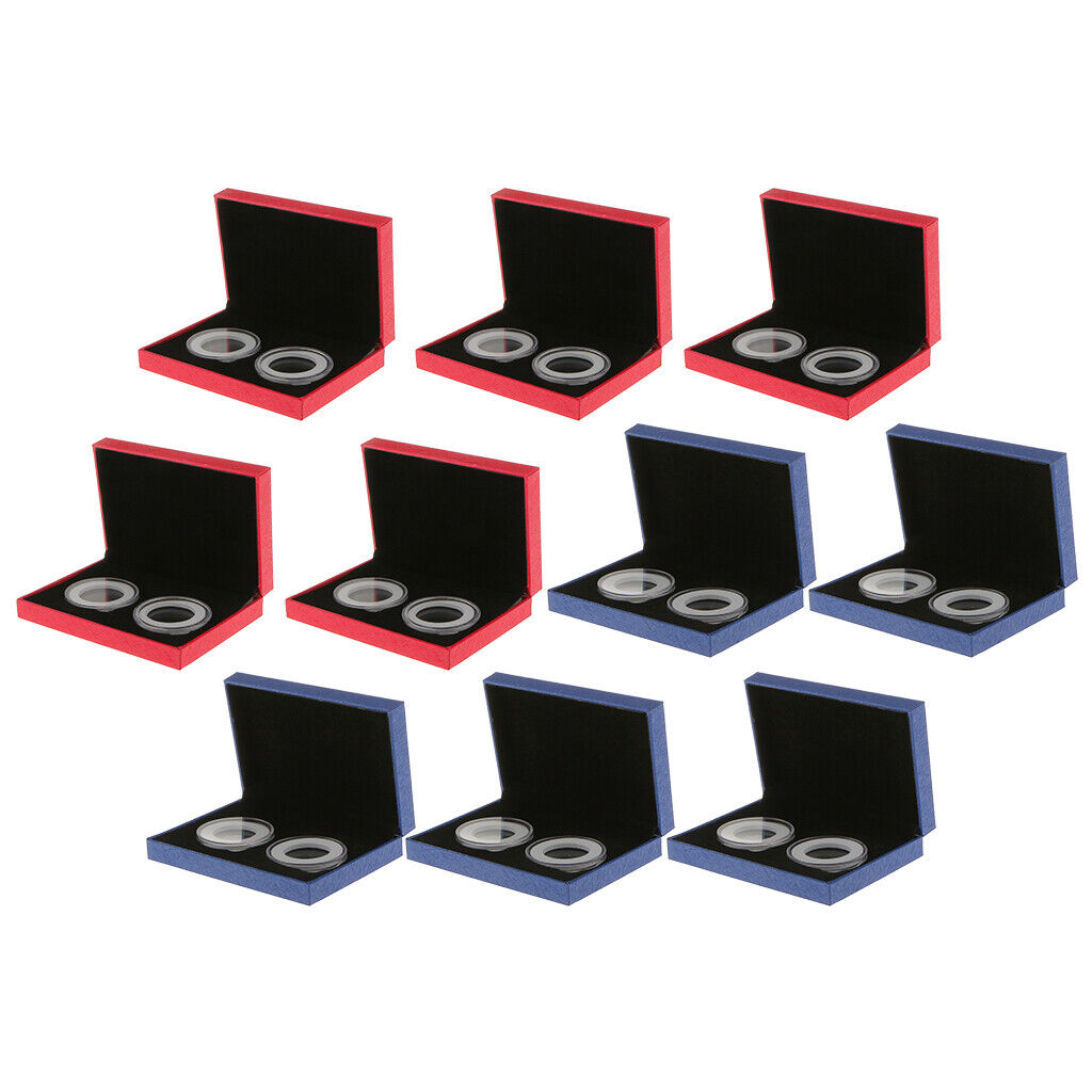10x Fancy  Storage Holder Display 40MM Commemorative s Box Case
