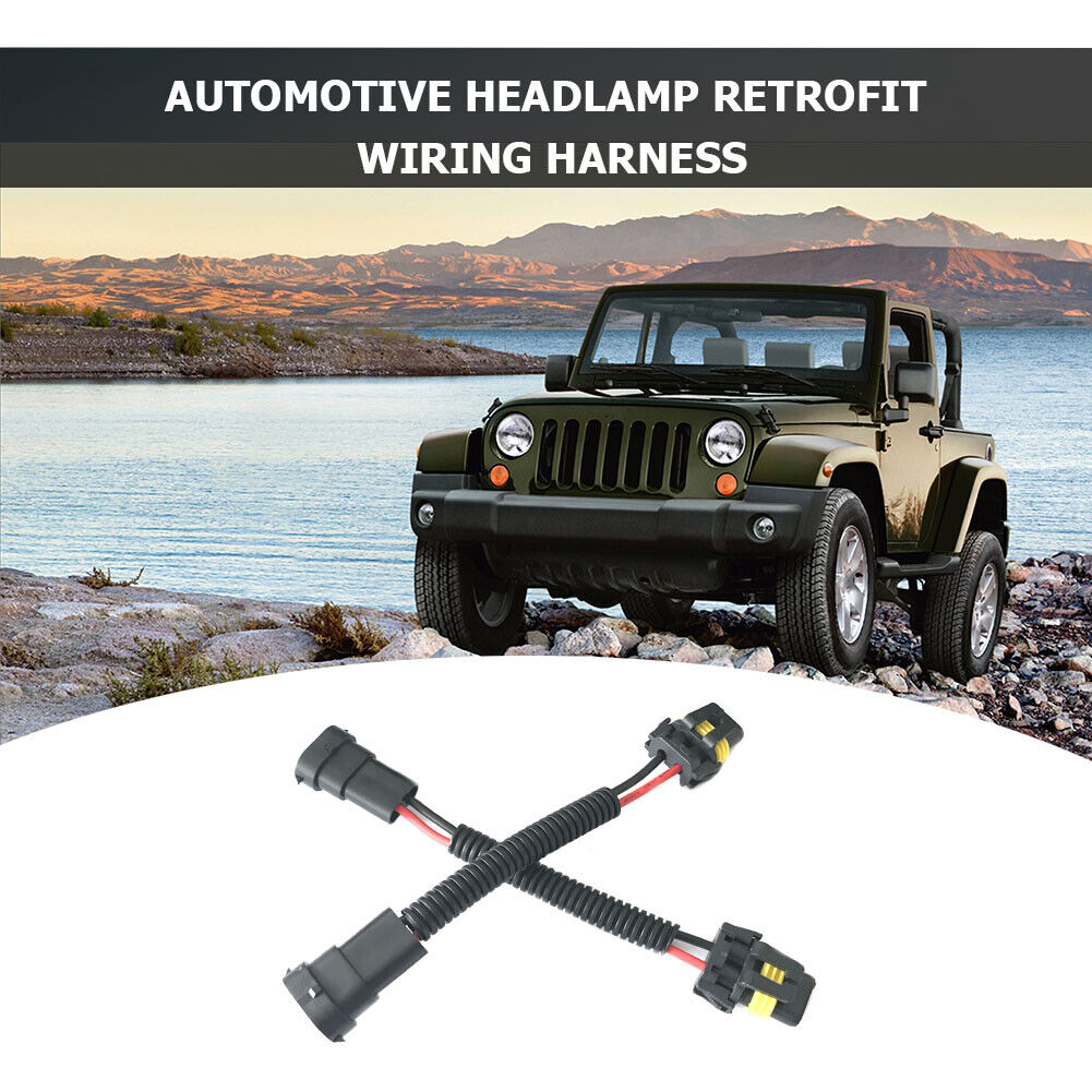 2pcs H11 Male to 9005 9006 Female Wiring Harness Headlight Adapter Socket