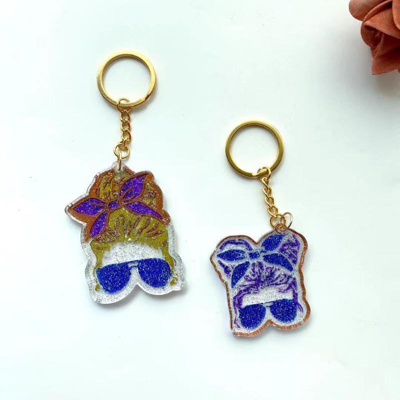 Pink Shiny Sunglasses Girl Keychain Silicone Mold for Valentine Love Gift Craft