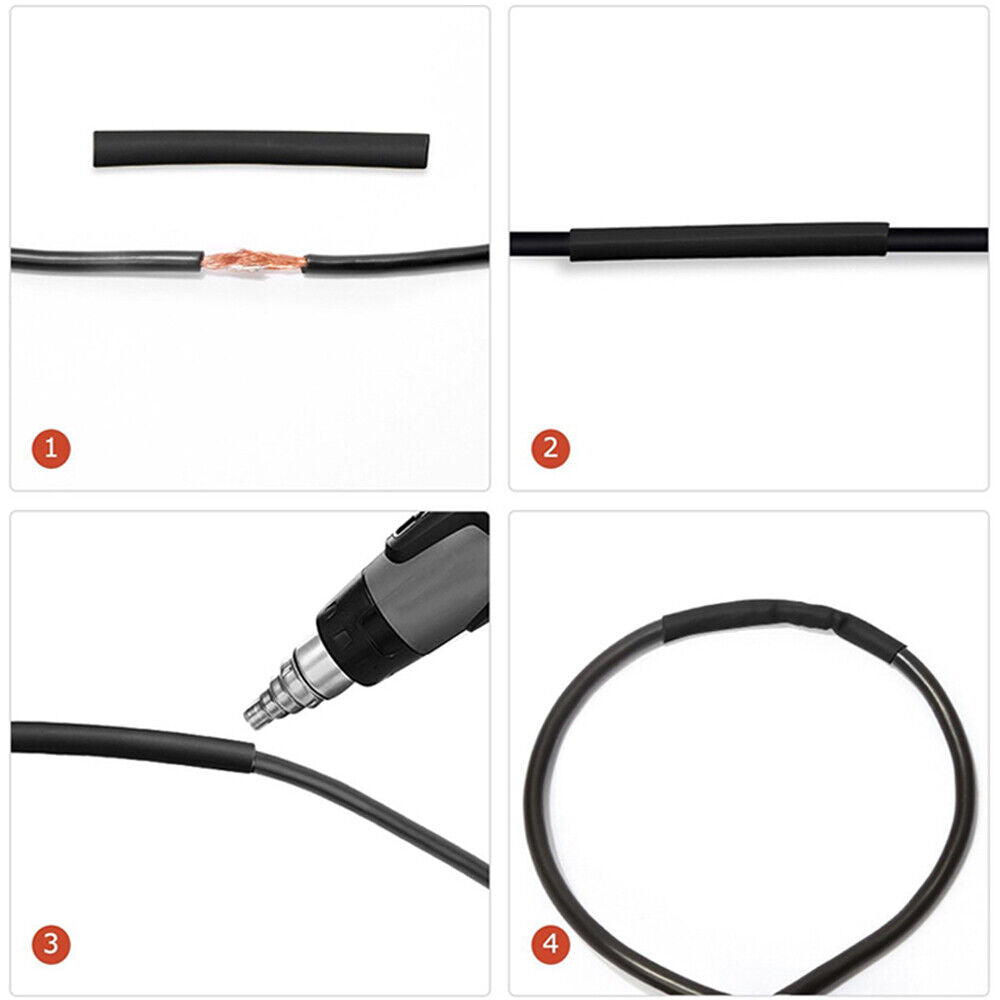 Protection Heat Shrink Sleeving Tube Assortment Kit 2:1 Black Shrinkage Sheath