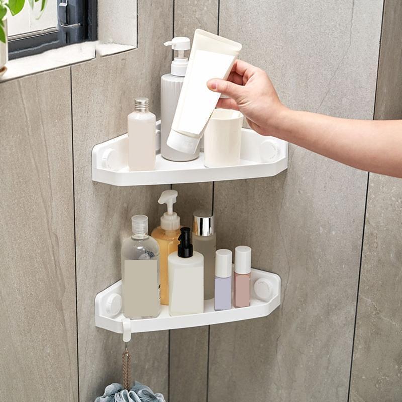 Shower Shelf Heavy Duty Adhesive Shower Rack Fast Drain and Rustproof White