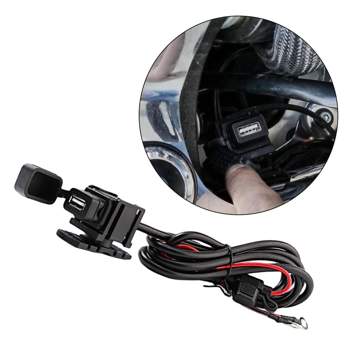 Motorcycle USB Charger Charging Cable Waterproof USB Port 12V-24V 5V 2.1A Phone